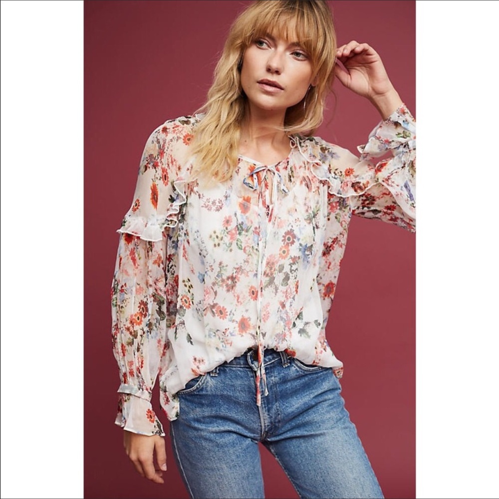 ANTHROPOLOGIE Silk Floral Top